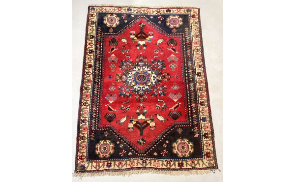 IRAN - Tapis en laine points noués décor
