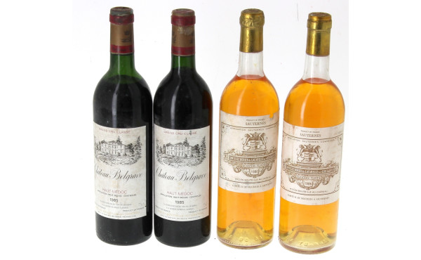 Lot de 4 bouteilles: - 2 B SAUTERNES Ch