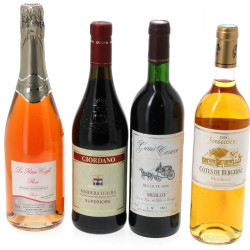 Lot de 4 bouteilles: - 1 B MERLOT 1996 