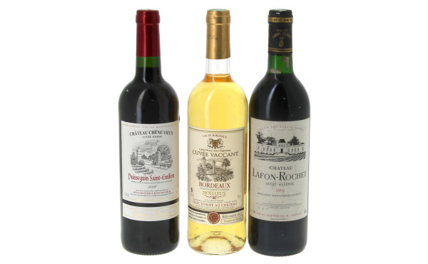 Lot de 3 bouteilles de Bordeaux: - 1 B 