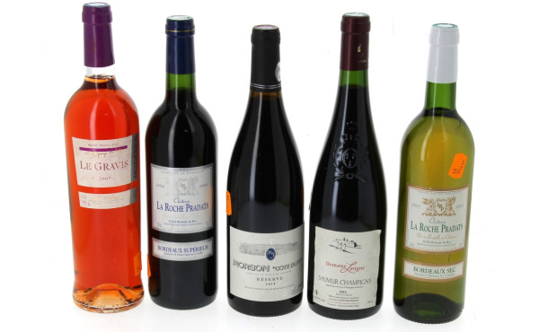 Lot de 5 bouteilles: - BORDEAUX SUPERIE