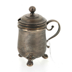 Moutardier en argent guilloché, poinçonn