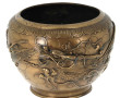 Cache-pot ancien en bronze à décor en re