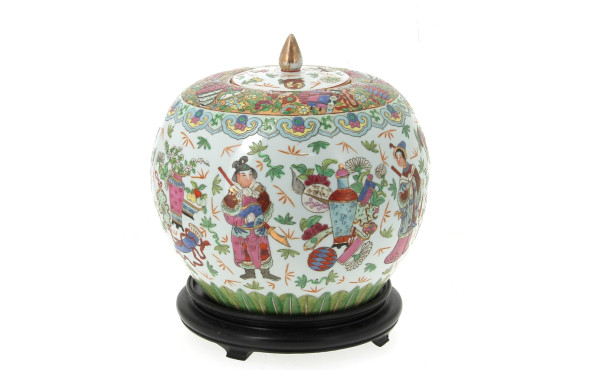 CHINE Xxème - Pot à gingembre couvert en