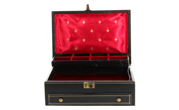 Coffret à bijoux vintage en cuir noir et