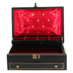 Coffret à bijoux vintage en cuir noir et