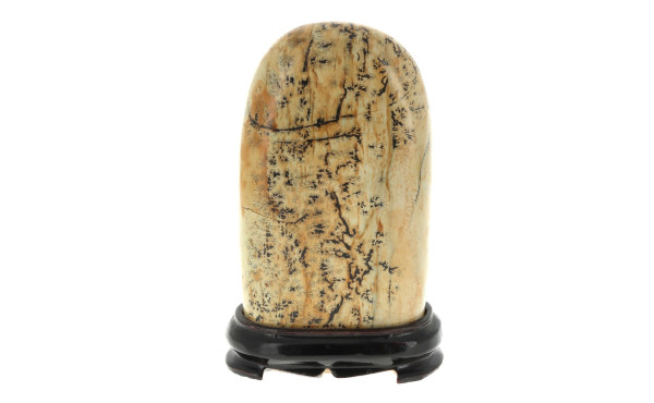 Jaspe de Chine teinté sur socle bois, H 