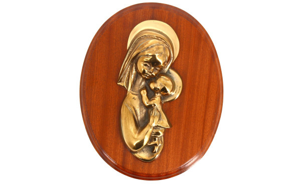 "Vierge à l'Enfant", bronze sur médaillo