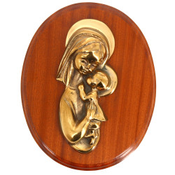 "Vierge à l'Enfant", bronze sur médaillo
