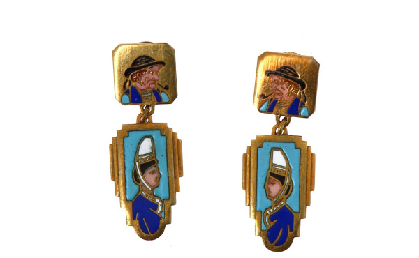 Paire de clips d'oreille fantaisie en mé
