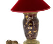 Lampe en bronze, corps émaillé et or à d