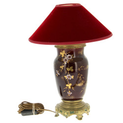 Lampe en bronze, corps émaillé et or à d