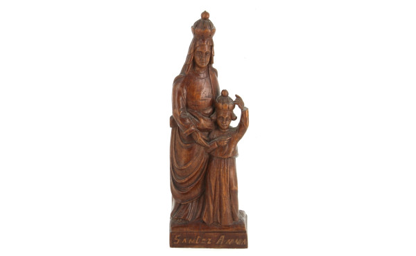 SAINTE-ANNE - Statuette en bois sculpté,