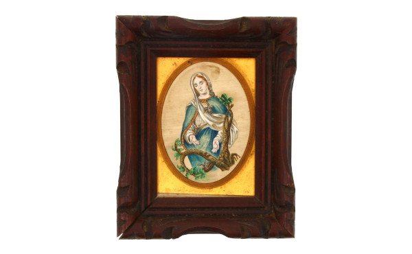 "Vierge au nid", peinture sur soie à vue