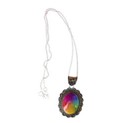 Pendentif ovale en argent 925ème sertie 