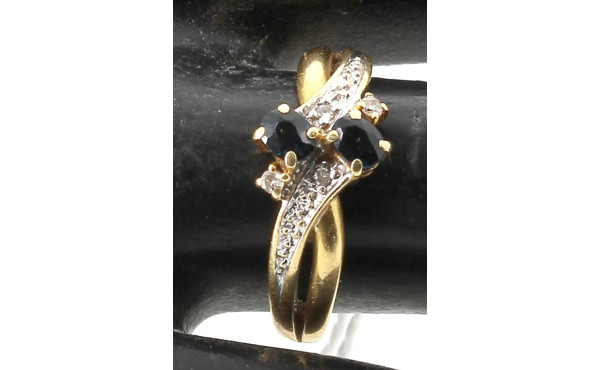 Bague en or jaune 18 carats sertie de 2 