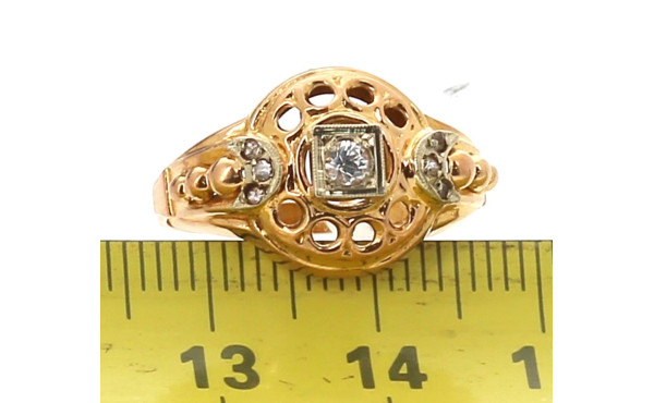 Bague ancienne en or jaune 18 carats, po