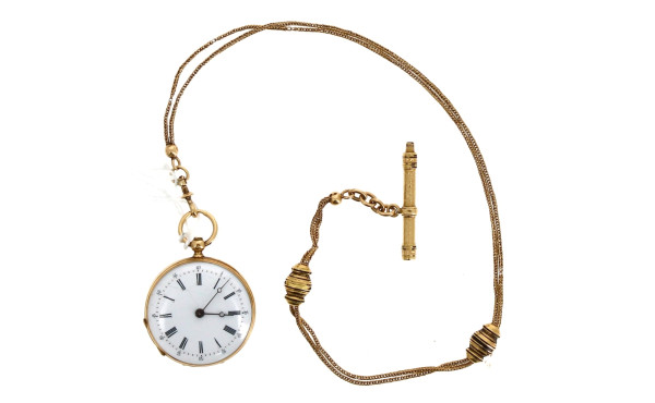 Montre de col en or jaune (diam. 3,2 cm 
