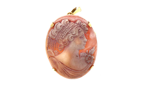 Broche-pendentif en or jaune 18 cts, poi