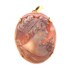 Broche-pendentif en or jaune 18 cts, poi