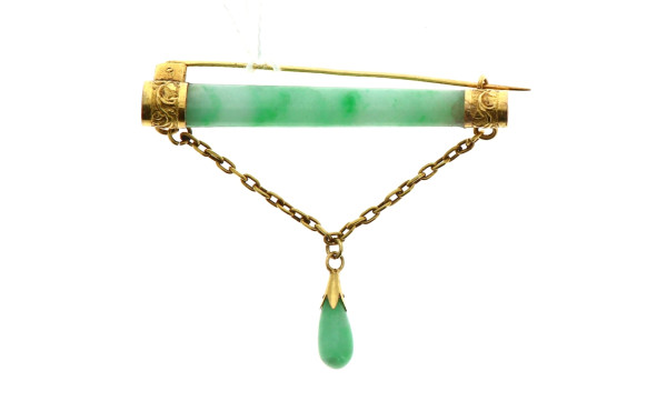 Broche barrette en or jaune 18 cts, trav