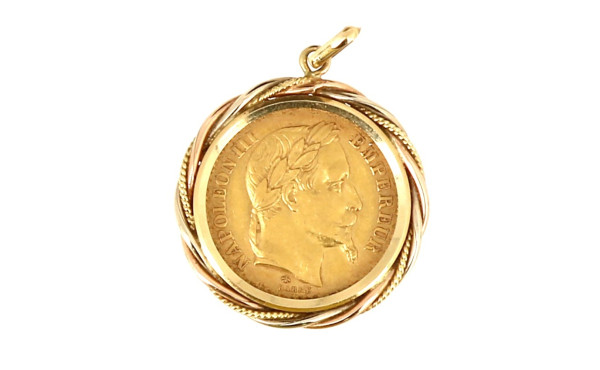 Pièce 20 F or, montée en pendentif, poid