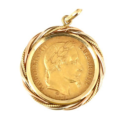 Pièce 20 F or, montée en pendentif, poid