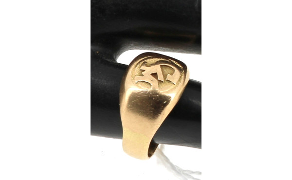 Chevalière en or jaune 18 carats, poinço