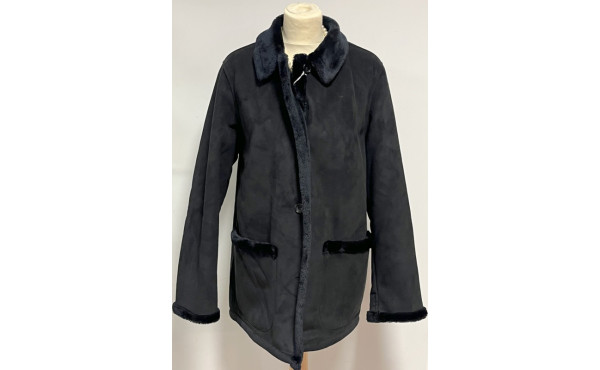 Veste 3/4 femme noire style mouton retou