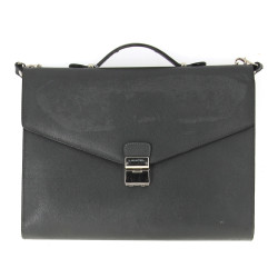 LANCEL - Cartable en cuir gris, avec ans