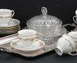 6 tasses à café avec sous-tasses en porc