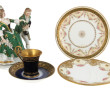 Tasse ancienne en porcelaine bleu de fou