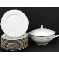 Service de table en porcelaine blanche e