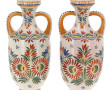 HENRIOT QUIMPER - Paire de vases à deux 