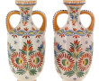 HENRIOT QUIMPER - Paire de vases à deux 