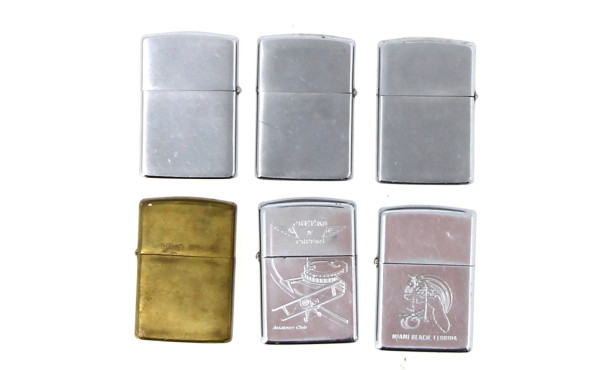 ZIPPO - Lot de 6 briquets dont un gravé 