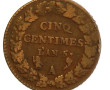 DIRECTOIRE 5 cent. Cuivre An V A, TTB