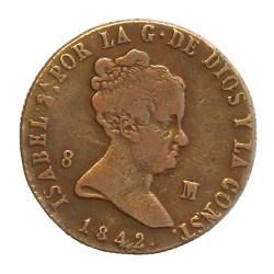 ISABELLE II d'Espagne - 8 maravedis en c