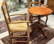 Deux fauteuils en bois fruitier décor co