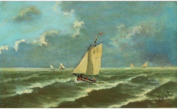 BIOT (Xxème) "Voiliers en mer", huile su