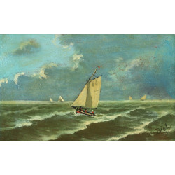BIOT (Xxème) "Voiliers en mer", huile su