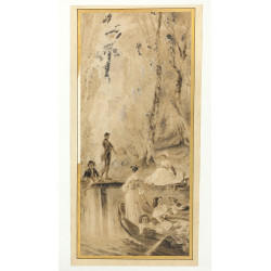 Lot de 2 dessins : Ecole Française fin X