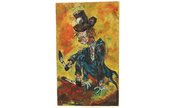 Ecole Xxème "Clown", huile sur toile, 55