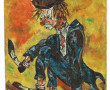 Ecole Xxème "Clown", huile sur toile, 55