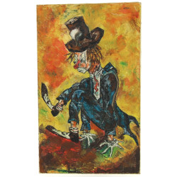 Ecole Xxème "Clown", huile sur toile, 55