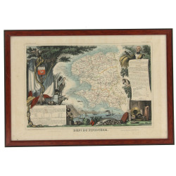 CARTE DU FINISTERE encadrée issue de l'A