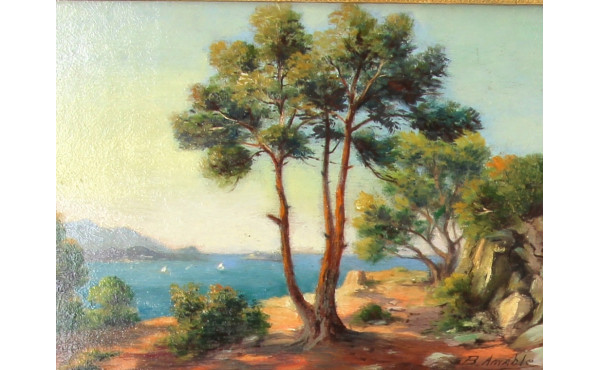 B.AMABLE (Xxème) "Bord de mer en Méditer
