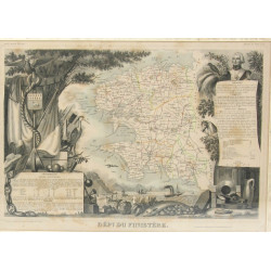 CARTE DU FINISTERE encadrée issue de l'A