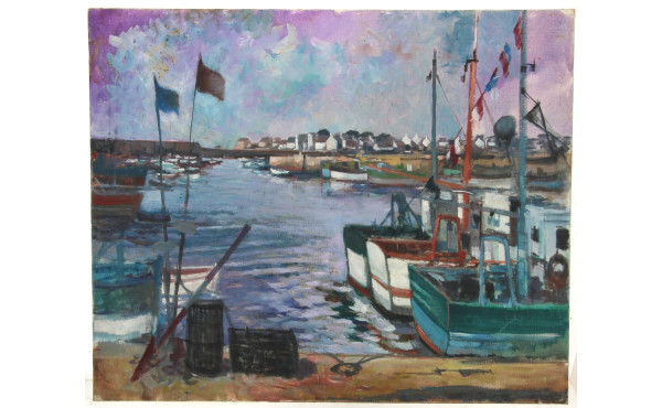 Roger HAROT (1928-2003) "Petit port en p