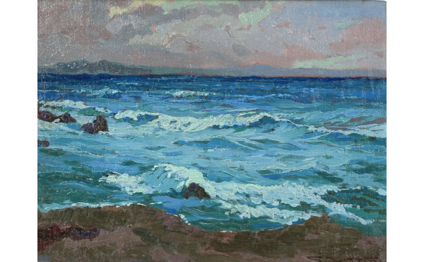S.VATINI (Xxème) "Vagues en Méditerranée